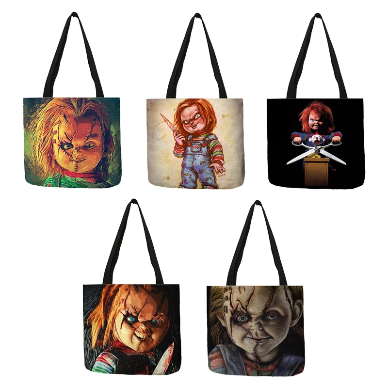 Уникальный Дизайн Женский Мужской ужасов Чаки l набивная Льняная сумка