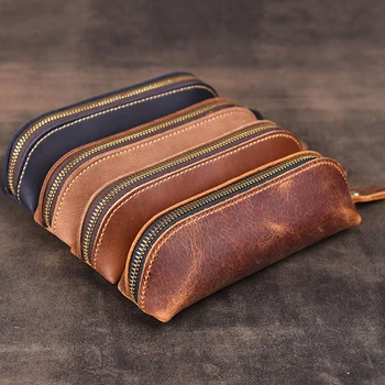 

Handmade Genuine Leather Pencil Bag, Vintage Retro Style Cowhide Pen Case, Pen Case, School Case, Glasses Case, Stationary Gift