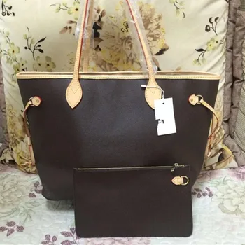 

Luxury Genuine Leather Fashion Women Shopping Bags Classic Neverful Women Handbag Brand Shoulder Bag Shopping Bags Free Shipping