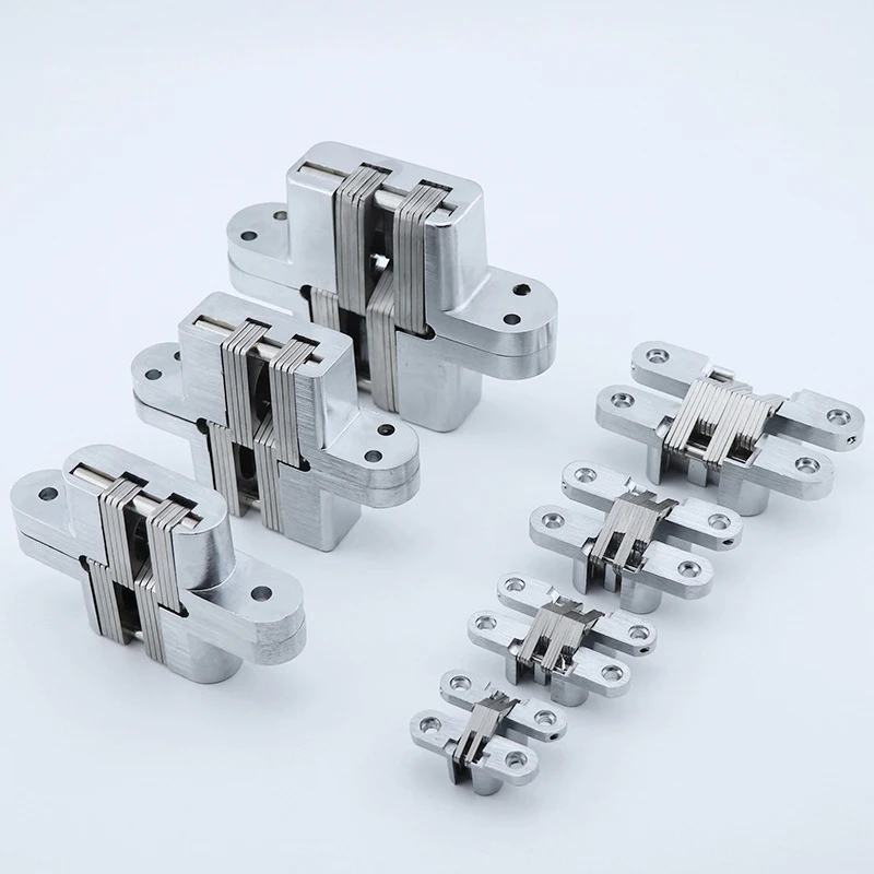 Heavy Duty Cross HStainless Steel Hidden Conceal Hinge Invisible Cross Door Worktop Hinges DIY