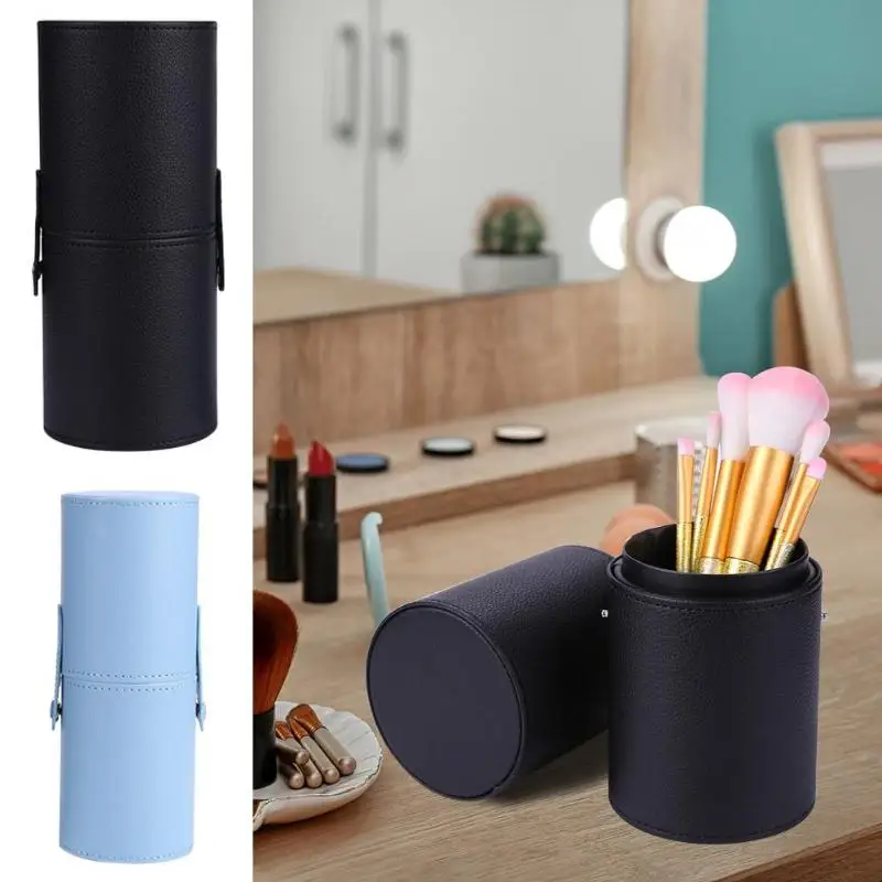 Portable Leather Makeup Brush Holder Travel Cosmetic Pens Storage Cup Case Cosmetic Brush Bag Brushes Organizer Make Up Tools
