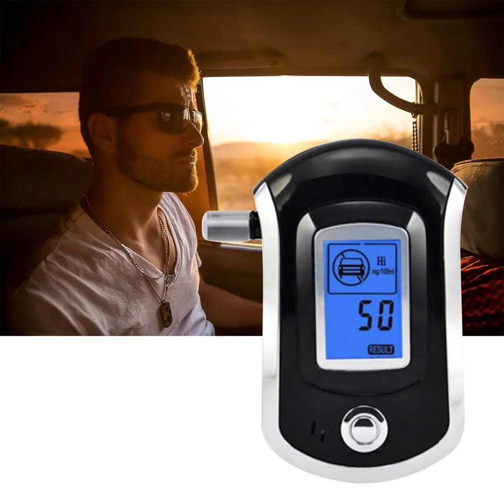 Professional LCD Alcohol Tester Portable Police Digital Alcohol Tester Respiratory Test Analyzer Alcohol Tester AT6000