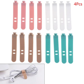 

4pcs Cable Winder Silicone Cable Organizer Wire Wrapped Cord Line Storage Holder for Phone Earphone MP4 High Quality
