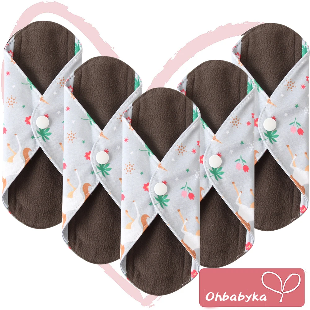 Ohbabyka многоразовые гигиенические салфетки гигиенические прокладки с премиум бамбука и древесного угля впитывающие матери подарок на день 5 шт - Цвет: 16