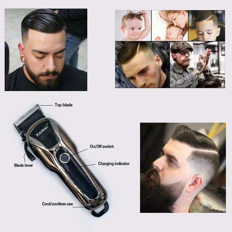 Kemei cortadora de pelo inalámbrica para hombre máquina de corte de pelo  con pantalla LCD recargable 1990 maquina de cortar cabello afeitadora  electrica para hombre maquina de afeitar peluqueria - AliExpress