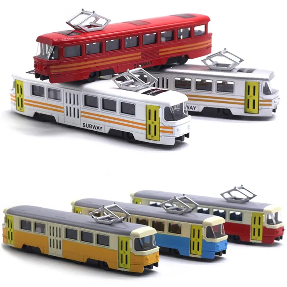 Kids Train Model Toy Classic Train Tram Diecast Pull Back Model With