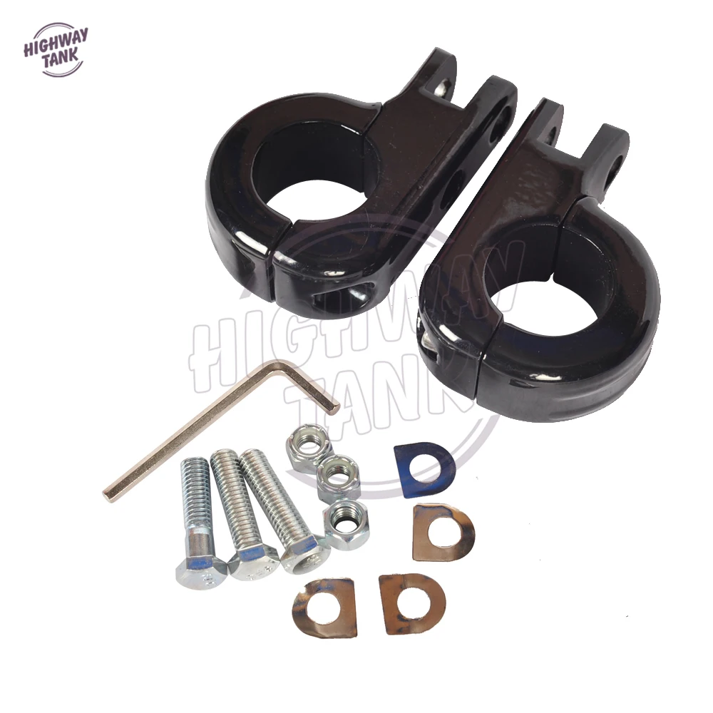 Черная мотоциклетная подставка для ног Moto Foot Peg P-Clamp монтажный комплект чехол для Harley engine guards 1 1/" 32 мм Highway bar