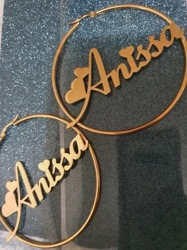 DOREMI Name Earrings and Necklace set  Round Hopp Earrings Custom Name necklace HoopLetter Personalised Name Earrings