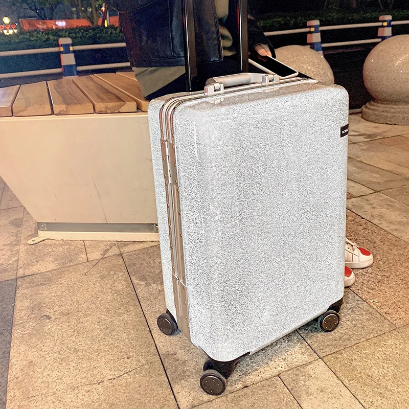 Glitter 18'' 20'' 22'' Inch Luggage Spinner Zipper/aluminum Frame Trolley Women Men Cabin Suitcase Wheels - Rolling Luggage -