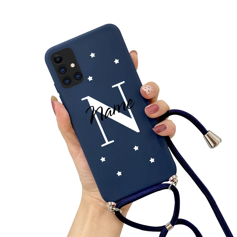 kawaii phone cases samsung Cá Tính Tùy Chỉnh Tên Dây Ốp Lưng Dành Cho Samsung Galaxy Samsung Galaxy A10 A50 A40 A70 A71 A51 A21S A31 A12 A32 A42 A52 a72 5G S21 S20 FE S10 S9 kawaii phone case samsung Cases For Samsung