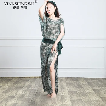 

Women Stage Wear Set Bellydance Dress Oriental Dance Print Chiffon Khaleegy Skirt New Belly Dance Costume Sexy Robe Performance