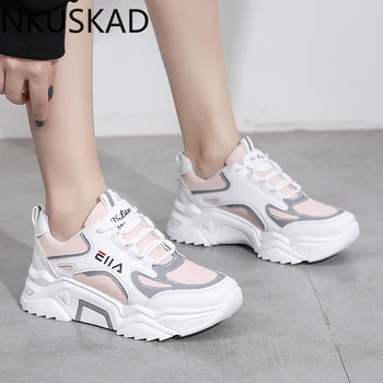 

New Sneakers Women 2020Breathable Mesh Casual Shoes Female Fashion Sneaker Lace Up High Leisure Women Vulcanize Shoe Platform