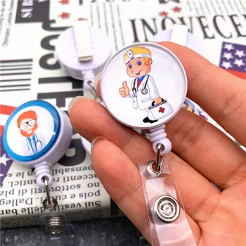 

New Arrival Top Quality Retractable Men Doctor Nurse Badge Reel Fashion Cartoon cute Students ID Card Badge Holderge Holder