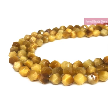 

Natural Stone Faceted Gold Tiger Eye Agates Spacers Loose beads 15" Strand 6 8 10MM for Jewelry making DIY bracelet necklace