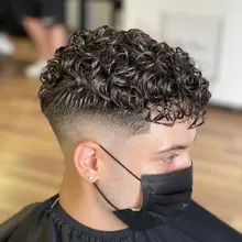 2021 nowy peruka dla człowieka Europen systemy wymiany włosów ludzkich mężczyzn Hairpiece 20mm Curl V pętli PU mężczyzna peruka
