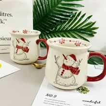 Чашки со снеговиком креативные рождественские подарки Кофе молочные чашки Керамика Чай чашки для подарок на Рождество на день рождения Чашки со снеговиком креативные рождественские подарки Кофе молочные чашки Керамика Чай чашки для подарок на Рождество на день рождения