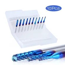 

10Pcs Micro Milling Cutter Corn Milling Cutter Circuit Board Engraving Tungsten Steel PCB CNC Blue Coated Coarse Micro