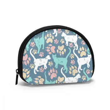 

Colorful Cat And Footprint Classic Style Wallet Genuine Wallets Short Purse Card Holder Wallet Woman Fashion High Quality