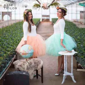 

Tulle Ball Gown Petticoats Knee Length Can Can Slip Tutu Pattern Underskirt Women Dance Crinoline Puffy Bridesmaid Skirt