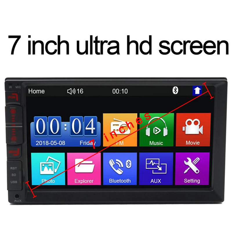 Универсальный 2 Din HD 7 дюймов пресс-экран MP4/MP5 автомобильный Радио плеер Авто Радио USB Android/Ios зеркальная связь с обратной камерой