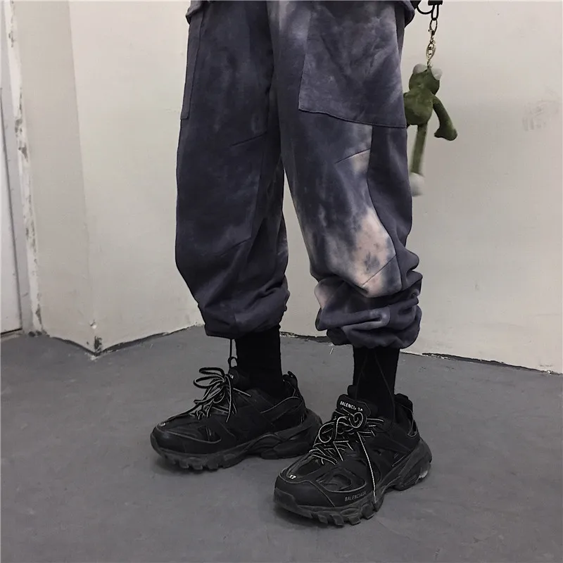 Woherb Tie Dye уличная карго Брюки женские повседневные джоггеры Harajuku с высокой талией свободные женские брюки корейский стиль женские брюки