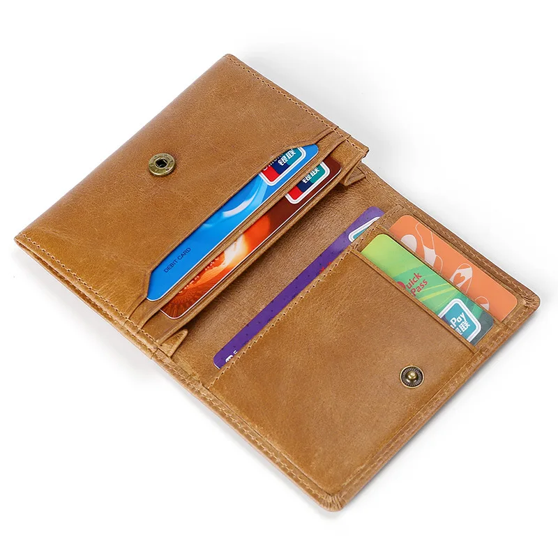 

Genuine leather Man card holder wallet European style rfid wallet Vintage Short card case Cow Leahter Business Men Cardholder