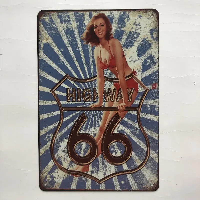 [Luckyaboy] Газ ракета масло горячий стержень Route 66 Прачечная Винтаж Металл Ретро жестяной знак винтажная вывеска Бар Кафе гараж домашний Паб декор - Color: 18