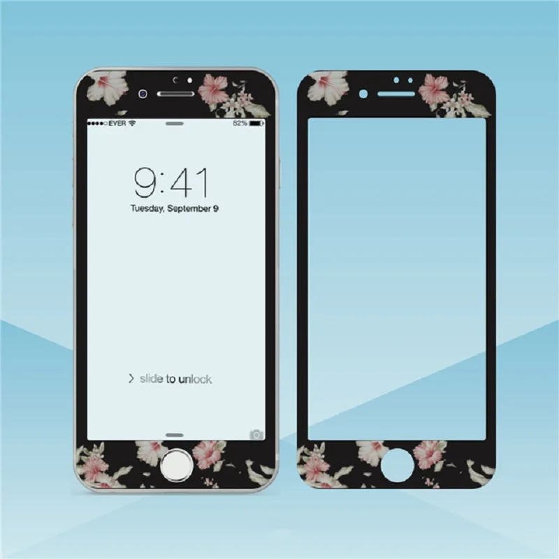 С цветами и милыми закаленное Стекло для Iphone 7 8 6 6s Экран протектор 3D Мягкий край Защитная пленка с полным покрытием Стекло