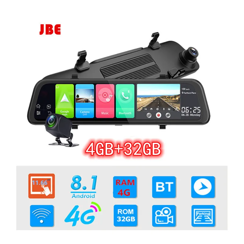 Dual 1080P 4G Android 8.1 10 Inch Stream Media Car Rearview Mirror Bluetooth  Camera Car Dvr ADAS Super Night WiFi GPS Dash Cam