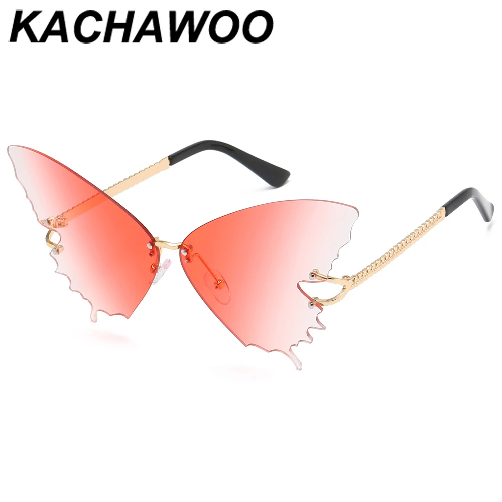 Женские солнцезащитные очки без оправы Kachawoo синие фиолетовые вечерние с