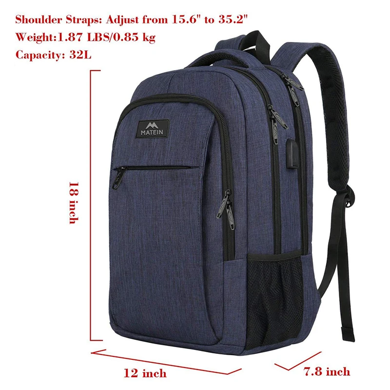 Matein, рюкзак, сумки для мужчин, 17 дюймов, рюкзак для ноутбука, сумки, роскошные сумки для студентов, USB mochila feminina, мужской рюкзак через плечо