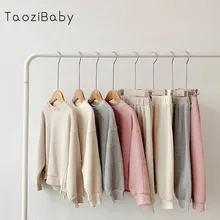 Детская Одежда Осенние комплекты для девочек Новые Стильные корейские однотонные спортивные комплекты для девочек детский наряд Снова в школу