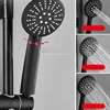 OUIO Black Bathroom Shower Faucet Set Wall Mount Rainfall Shower Head With Handheld Sprayer W/Shelf Bathtub Shower Mixer 3