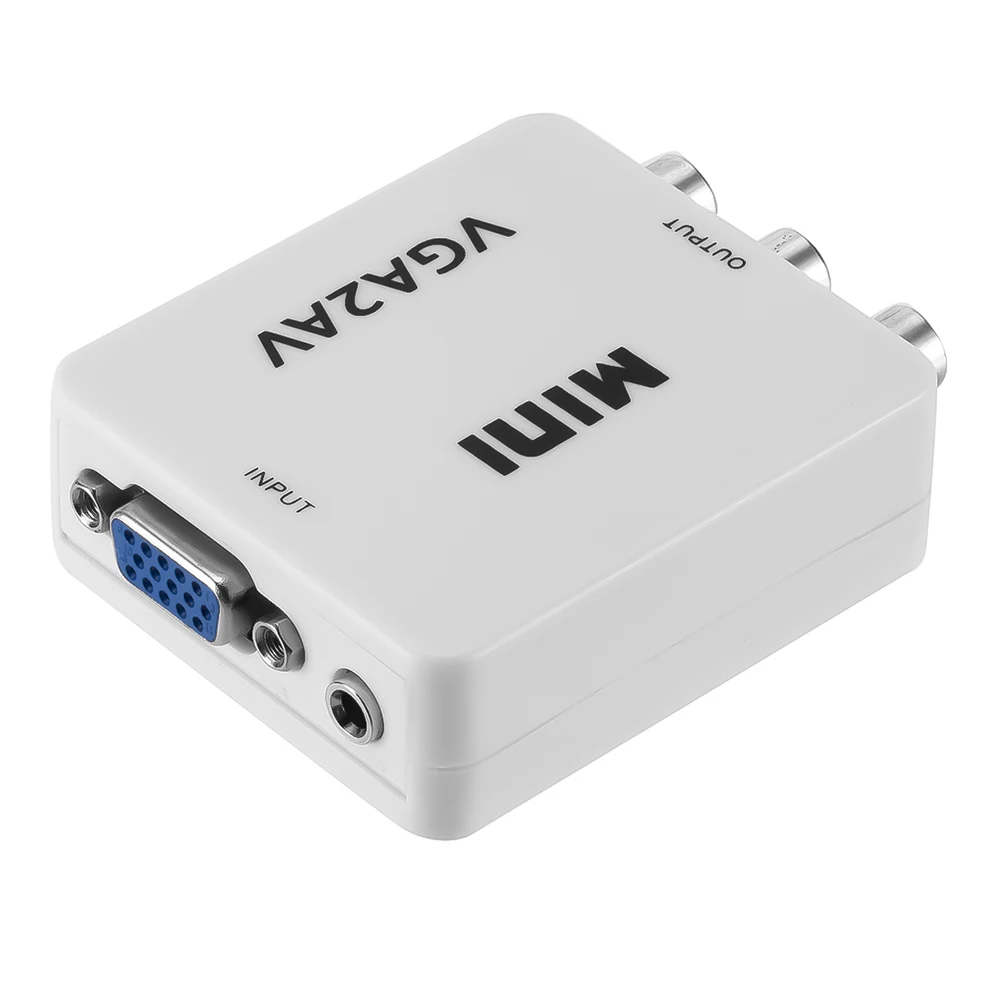Kebidu mini VGA to AV RCA converter adapter with 3.5mm audio video for PC TV HD computer | Электроника