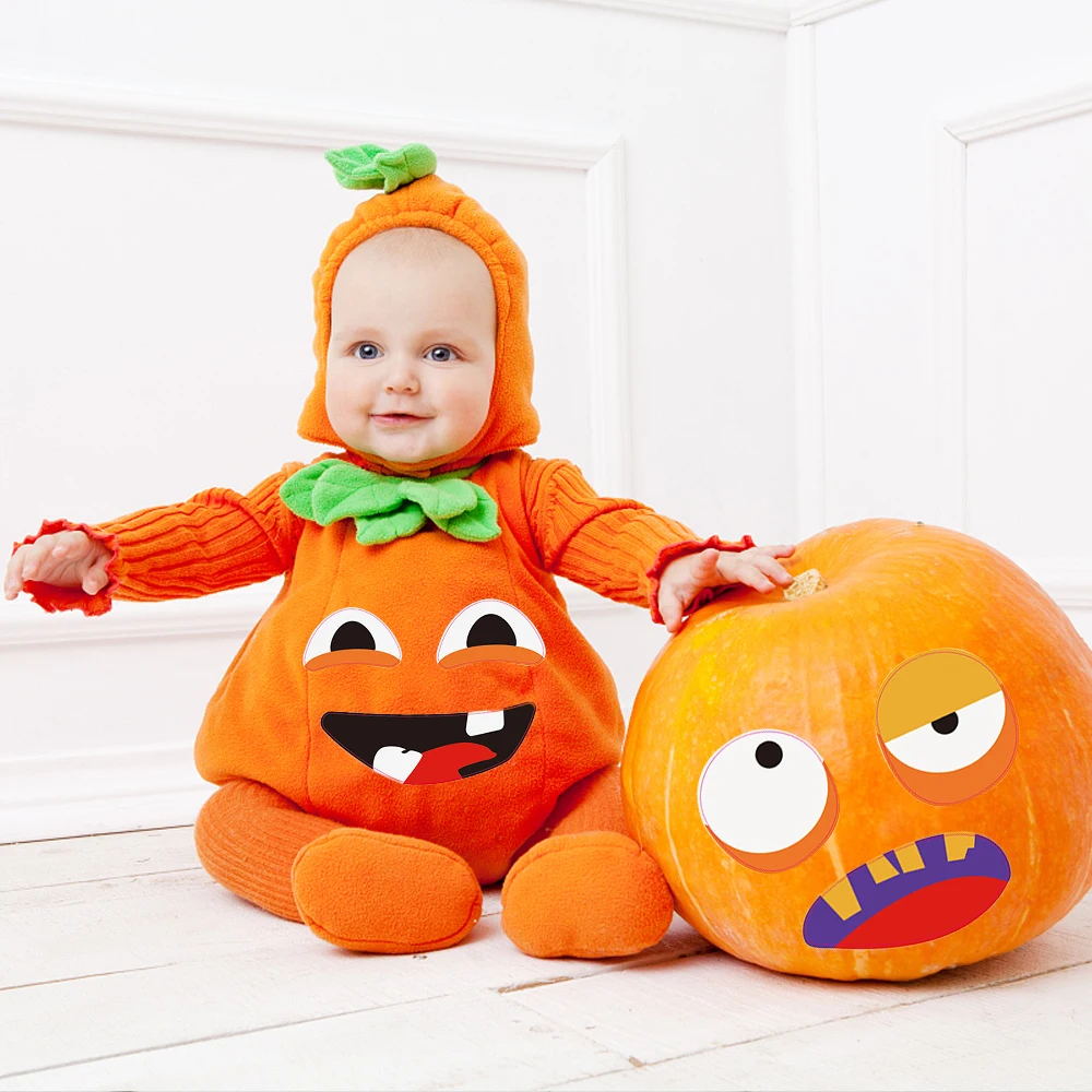 

4 Sheets Funny Halloween Pumpkin Grimace Sticker Trick Treat Party Decor DIY Halloween Event Party Decor Supplies