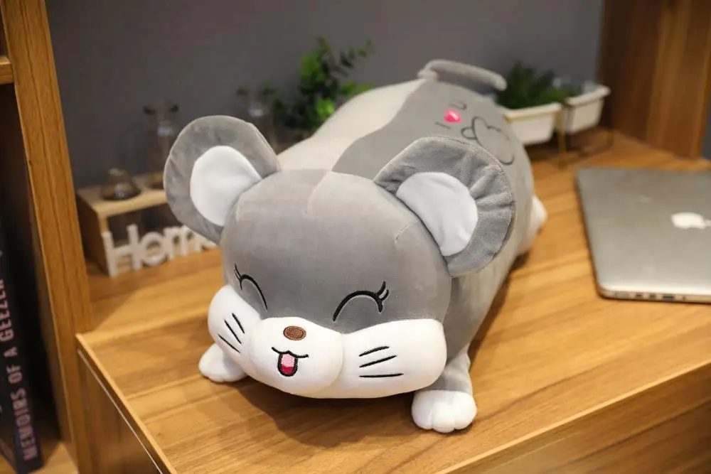 gray mouse 60cm 60 см Kawaii хомяк, мышь и свинья плюшевые милые животные мягкая подушка для сна диван Подушка для спины кукла детские рождественские подарки - Цвет: gray mouse 60cm