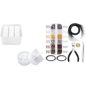 

12 Grid DIY Jewelry Making Accessories Combination Set with Box Resin Molds, Silicone Jewelry Box Molds