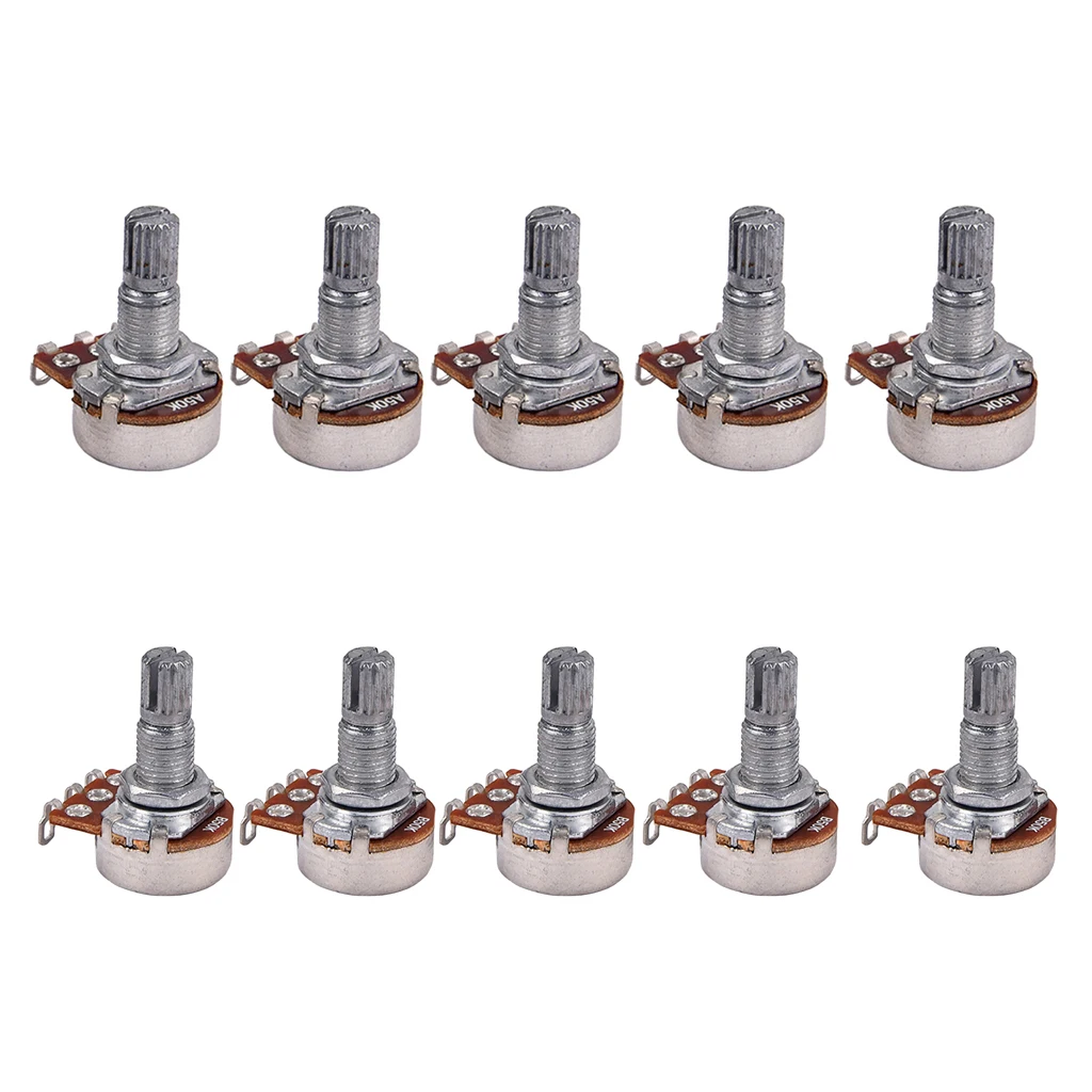 10pcs A50k B50K Split Shaft Potentiometer for Guitar Control Pots