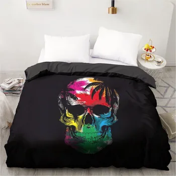 

3D Printed Custom Design Duvet Cover Quilt Comforter Blanket Case Covers Bedding Set Colorful Skull Simple 265*230 Home Textile