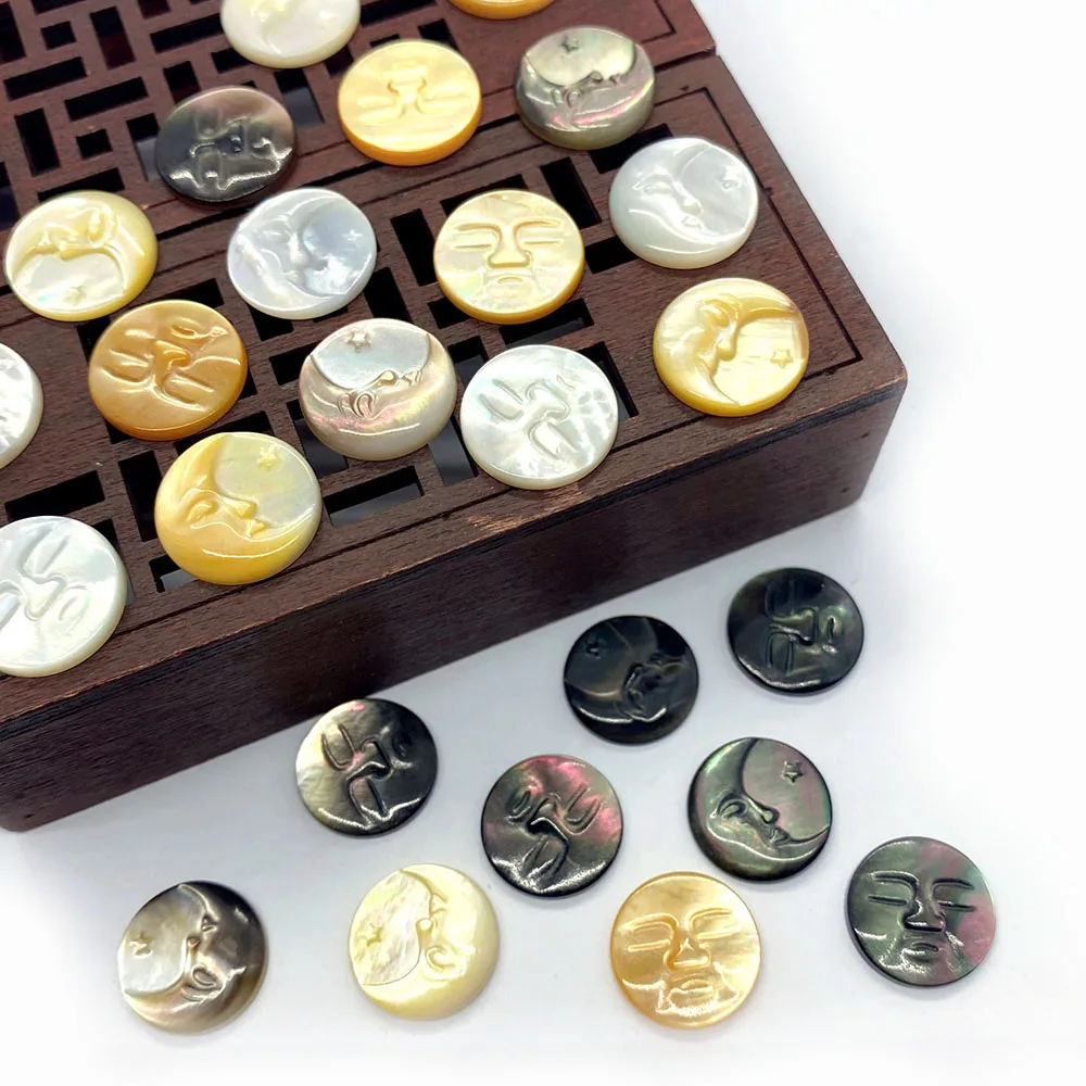 

1pcs Natural Sea Shell Beads Moon Sun Shape Interface Beads for Jewelry Making White Black Yellow Charm Bracelet Woman Necklace