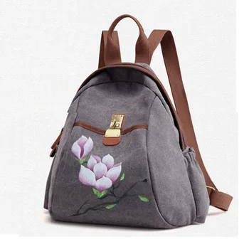 

2020 new style summer early autumn foreign style simple solid color Handmade shoulder bag canvas bag school bag backpack