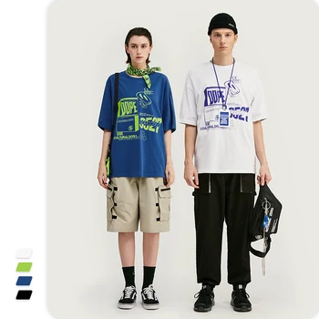 

VIMASS 2020 spring summer new tide brand culture DOPE twisted smile print loose men women short sleeved Tshirt