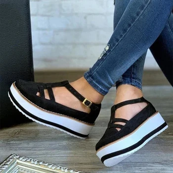 

2020 New Women Sandals Plus Size Summer Casual High Heels Shoes Thick Bottom Platform Ladies Sandals