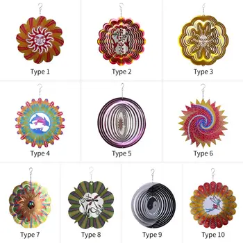 

New Christmas Decor Hanging Ornament Colorful Metal Swivel Wind Chimes Home Outdoor Garden Backyard Festival Hanging Decoration