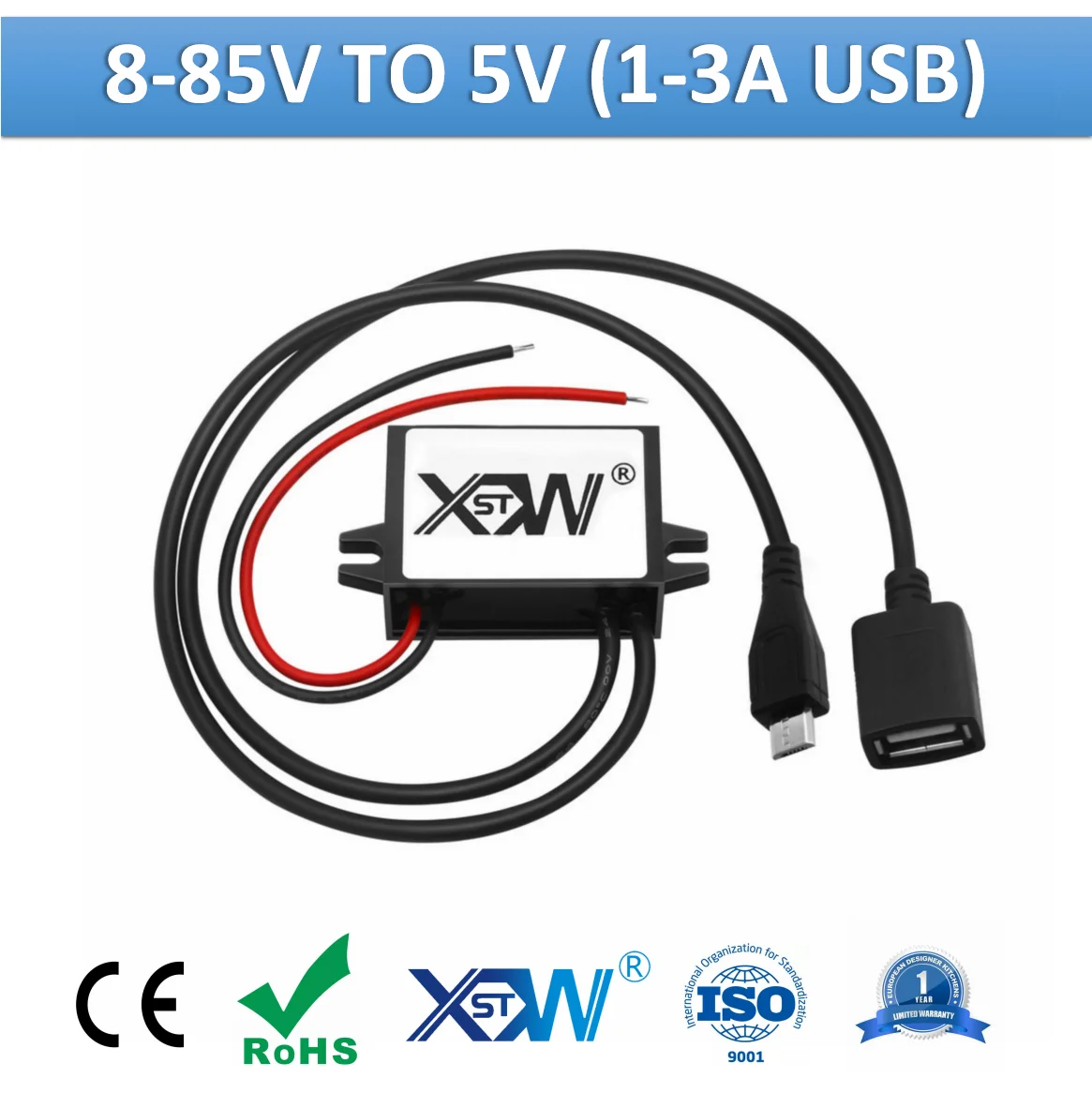 XWST DC в 5 V 3A USB преобразователь Mini Micro Type C 12V 24V 36V 48V 60V 72V 80V 85V to 15w понижающий регулятор