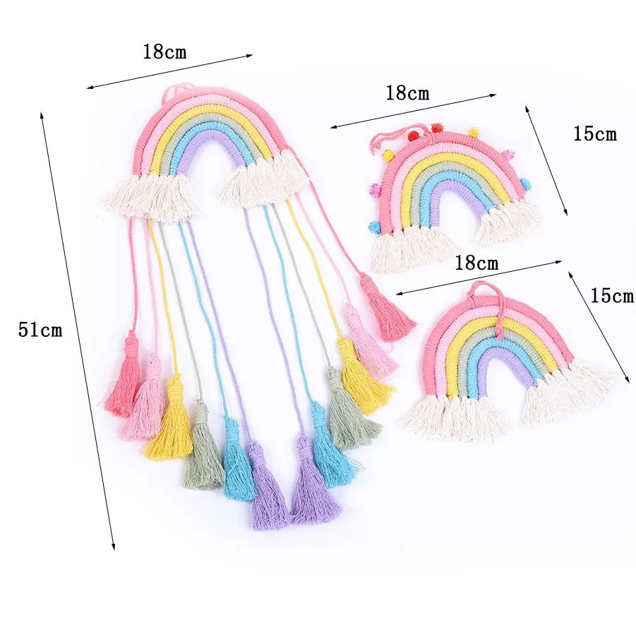 PD07151-Décoration murale en macramé arc en ciel. cerf. Lion. arc en