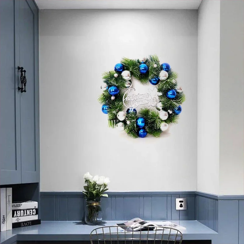 Рождественский 30cmWreath с Искусственные сосновые шишки ягоды и цветами праздничные