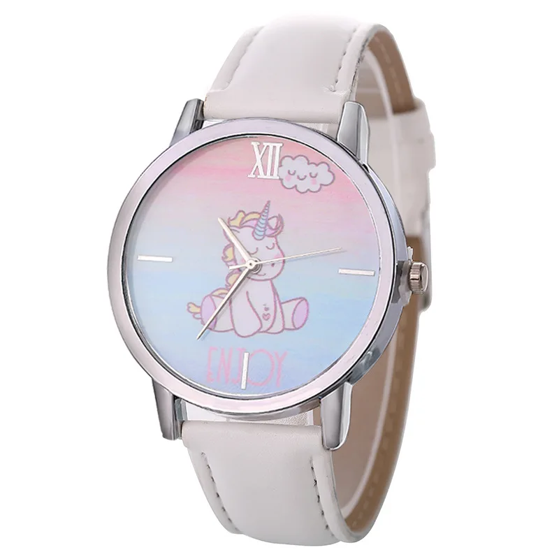 

Unicorn Europe And America Popular Hot Selling Silver Case WOMEN'S Wristwatch-Style Hot Sales Cute Cartoon Students Watch