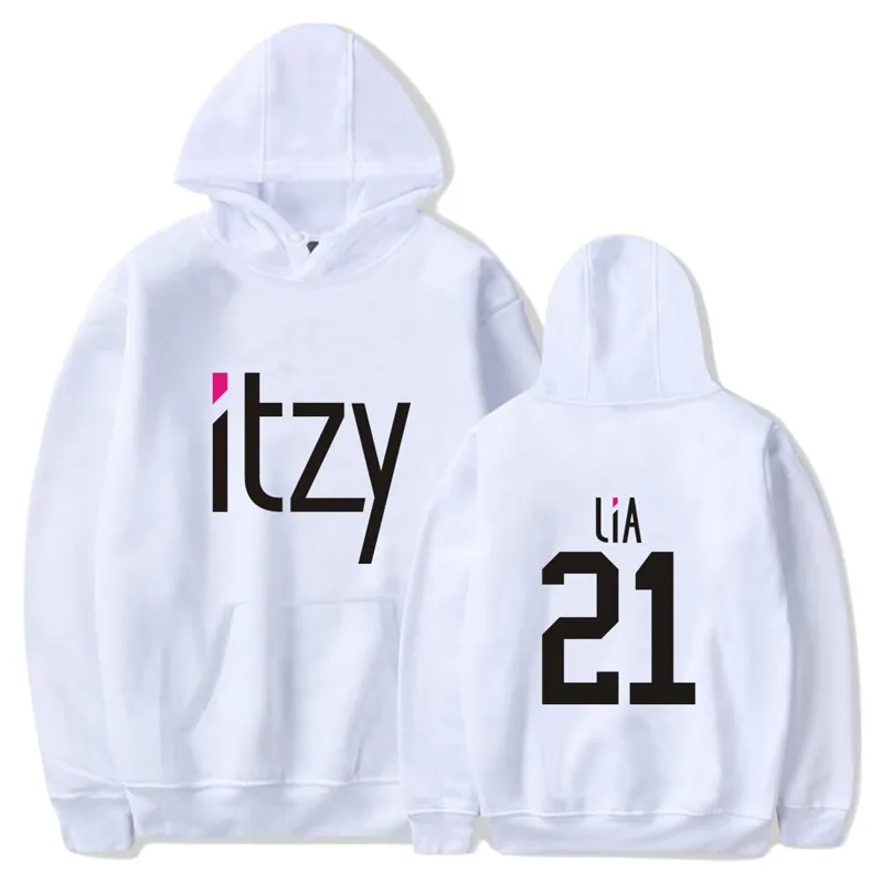 White LIA PG072 ITZY LIA YEJI YUNA RYUIN CHAERYEONG толстовки KPOP пуловеры с капюшоном - Цвет: White LIA