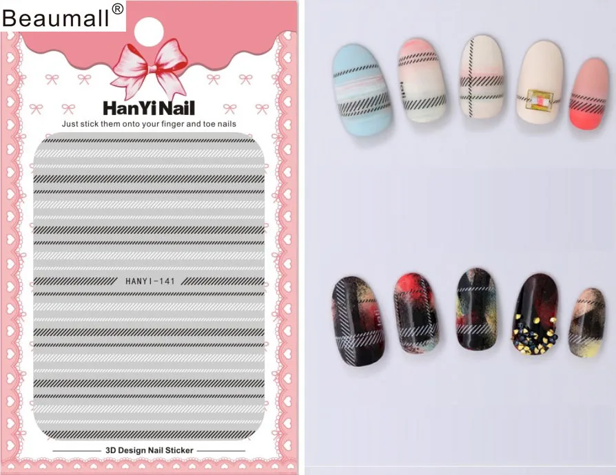 Полоски моделей! Лак для ногтей задний клей деколь декорации Дизайн Наклейка для ногтей Советы красоты